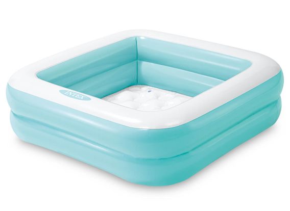 Vierkant opblaasbaar babyzwembad blauw