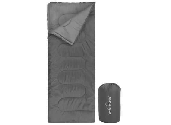 Oventure slaapzak SleepPlus - grijs | 3-seizoenen slaapzak | Comfortabel tot 8 °C | Voor kamperen, logeren en festivals