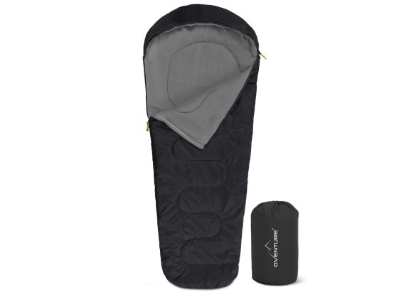 Oventure mummy slaapzak SleepPlus – zwart | Comfort tot 6 °C | Lichtgewicht en compact | Voor kamperen en backpacken