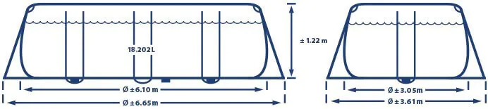 Lijntekening Prism Oval Frame 610 x 305x 122 cm Prism Oval Frame 610 x 305 x 122 cm